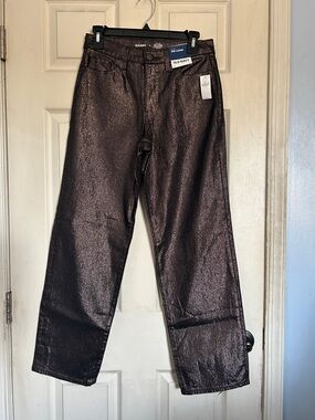 NWT Old Navy high rise OG loose black shine jeans size 2